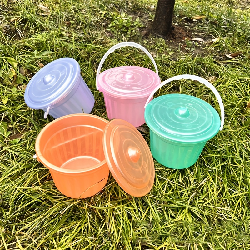 2pcs colorful translucent mini bucket handheld plastic pail for brush washing or park fishing vibrant colors   multi purpose and easy to clean Product details 2