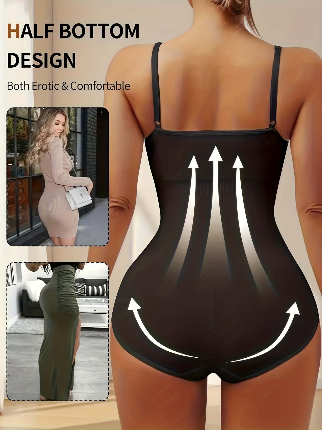 Strong Button Front Bodysuit | Seamless, Medium Support, Postpartum, Waist Shaper with Hip Lifter, Four-Way Stretch for Daily Use