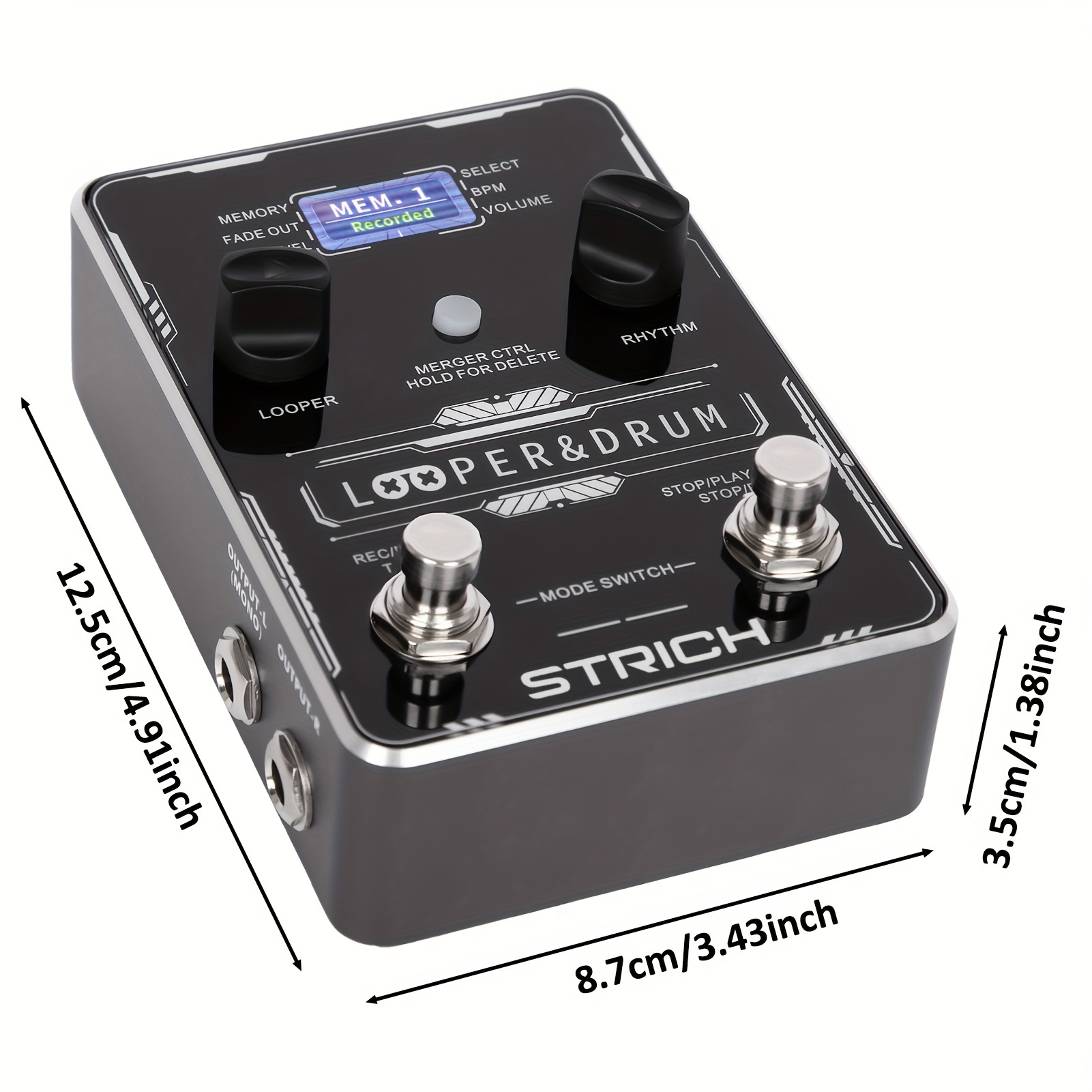 TEMU Strich Stereo Pedal Guitar Pedal With Built-in Drum Machine, 100 Diverse Drum Patterns, 160 Minutes Recording Time, Usb For /export, Support