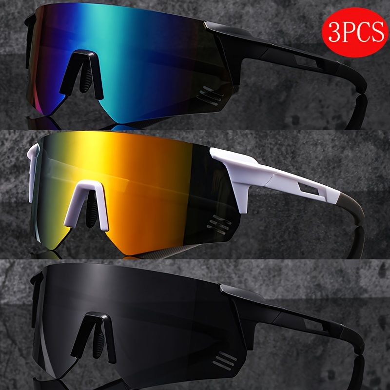 

3 Pairs Trendy Sports Glasses, Pc Lens & Frame, Fashionable Coating, Unisex Eyewear For Cycling &