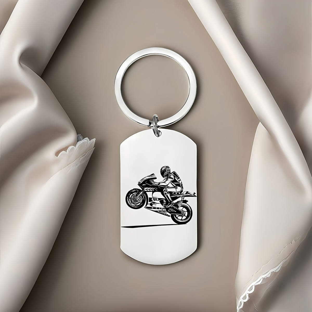 TEMU 1 Cool And Fashionable Stainless Steel Motorcycle Rider Keychain - Perfect Gift For Easter, Mother's Day And Father's Day, Suitable For Men And