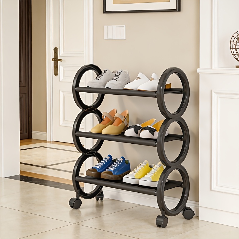 3-Tier Rotating Shoe Rack with 360° Swivel Wheels
