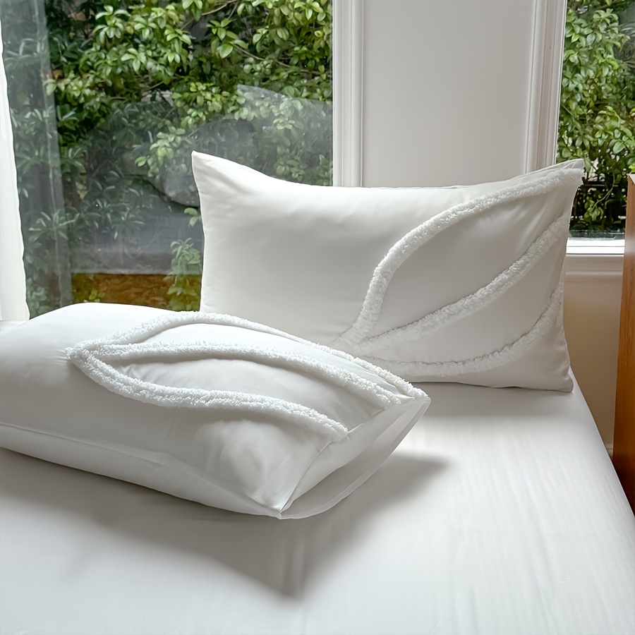 Minimalist Style Three-Dimensional Leaf Tufted Duvet Cover Set, Skin-Friendly Bedding, All-Season Use, Multi-Color and Size Bedroom Bedding
