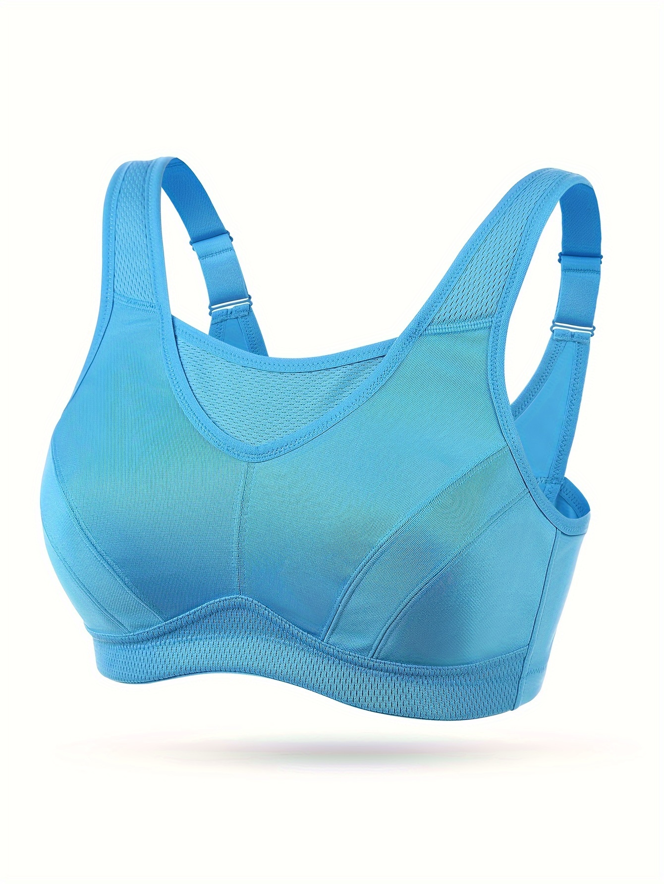 Cocloth Women Breathable Underwear Sport Yoga Bras Plus Size Seamless Solid Bra  Light Blue 3XL 