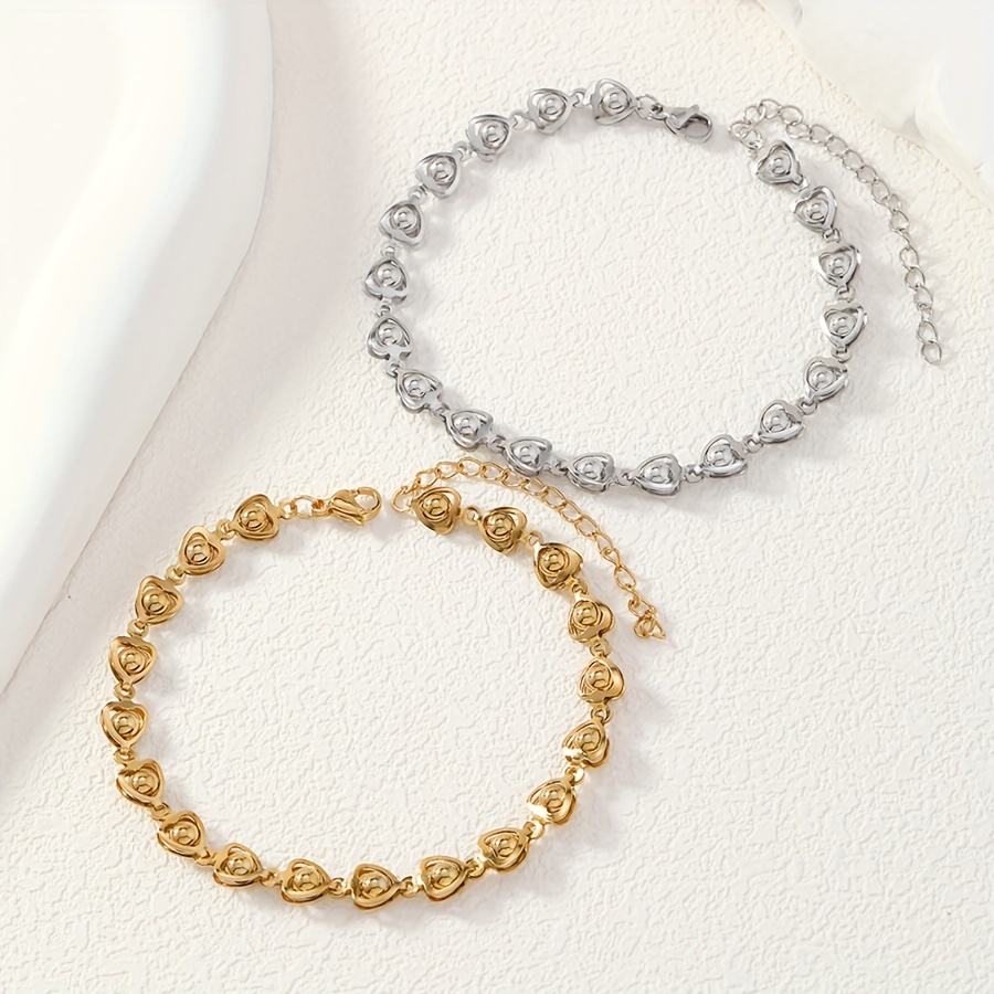 

1pc Fashion Stainless Steel Simple Heart Bracelet For Men Women