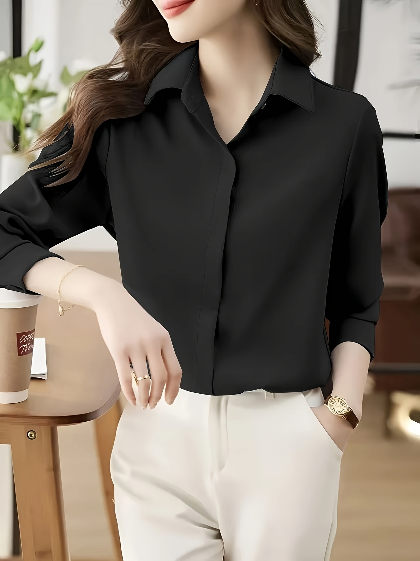 womens long sleeve blouse professional formal wear - Temu