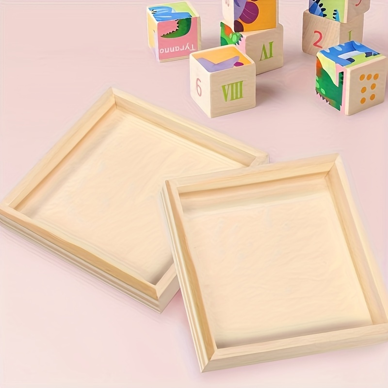 

A Set Of 5 Unfinished Square Wooden Trays, Blank Wooden Painting Boards, For Painting, Handicrafts, Art, Shadow Boxes, Signs And Decorations