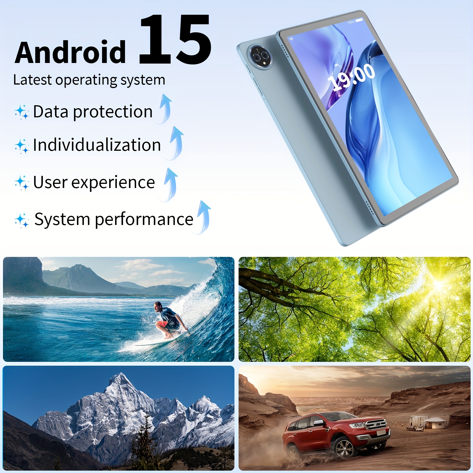 QDDQ Android 15 Tablet beschikt over een 11-inch LED-scherm, 256GB opslag en 24GB RAM (6GB plus 18GB uitbreidbaar). Het wordt aangedreven door een 8000mAh batterij, geschikt voor gaming, tablet, pad.