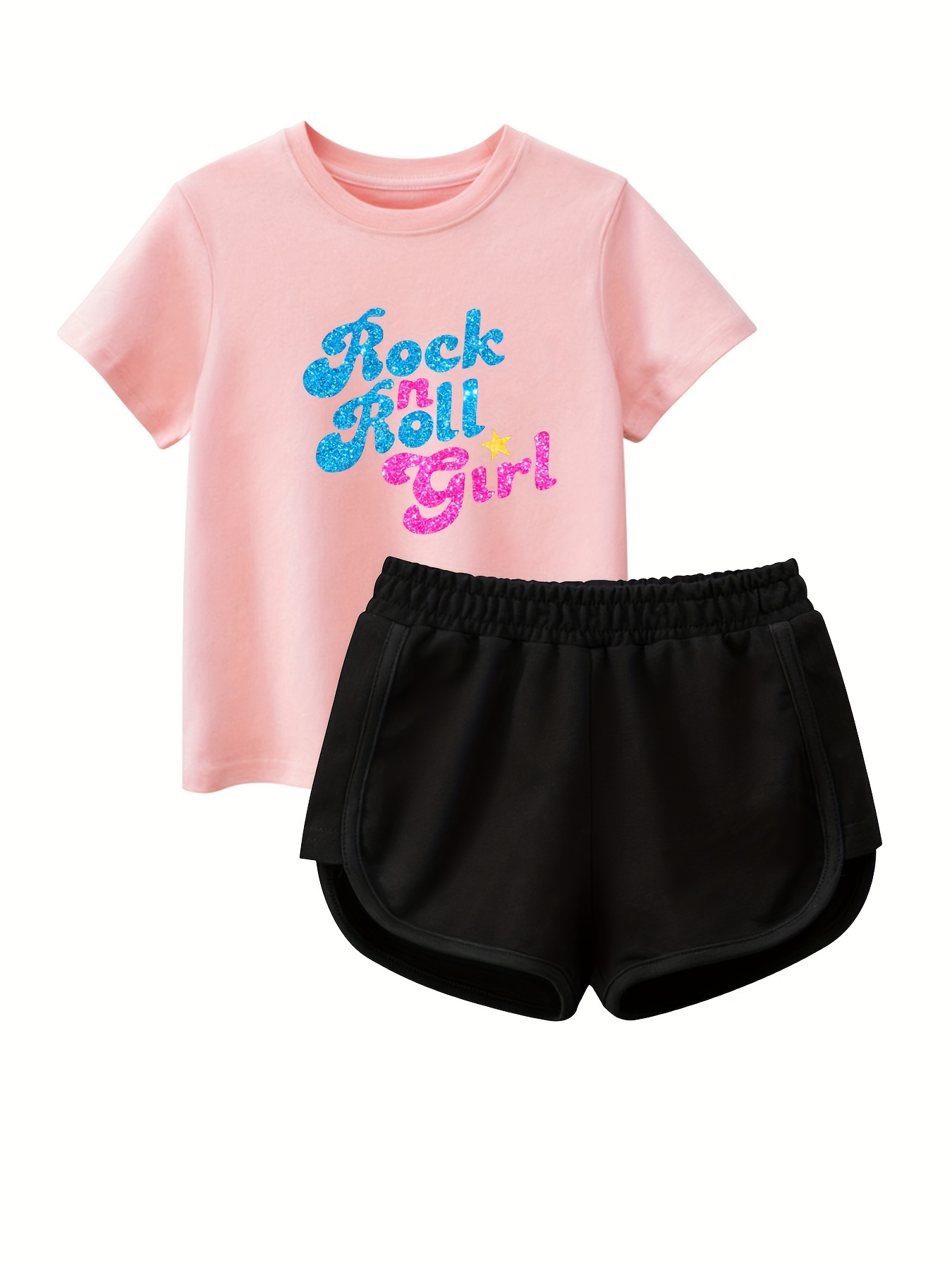 Rock Roll Girls Cotton Short Sleeve T shirt Sports Shorts Temu Ireland