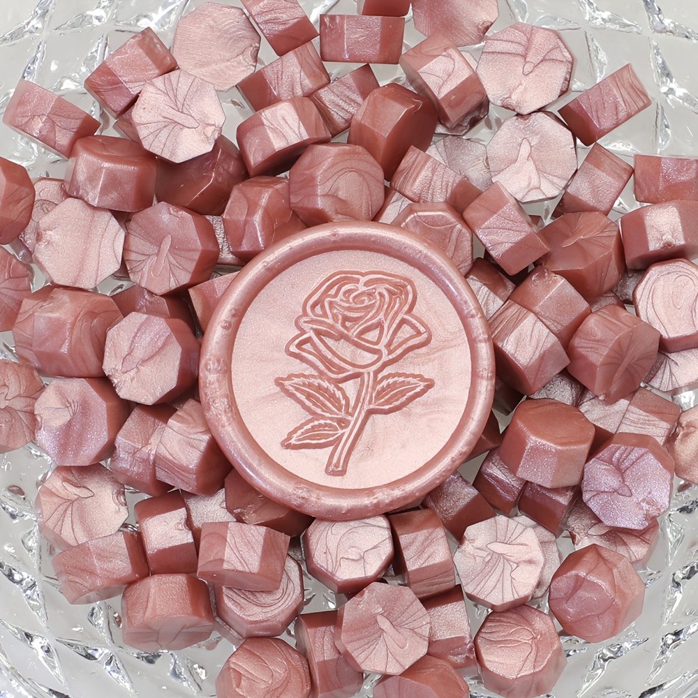 TEMU 100pcs/bag Wax Seal Beads, Octagon, Sealing Wax Beads For Envelope Seal, Wedding Invitations, Gift Wrapping, In Red, Red, Rose Golden, Pearl Pink