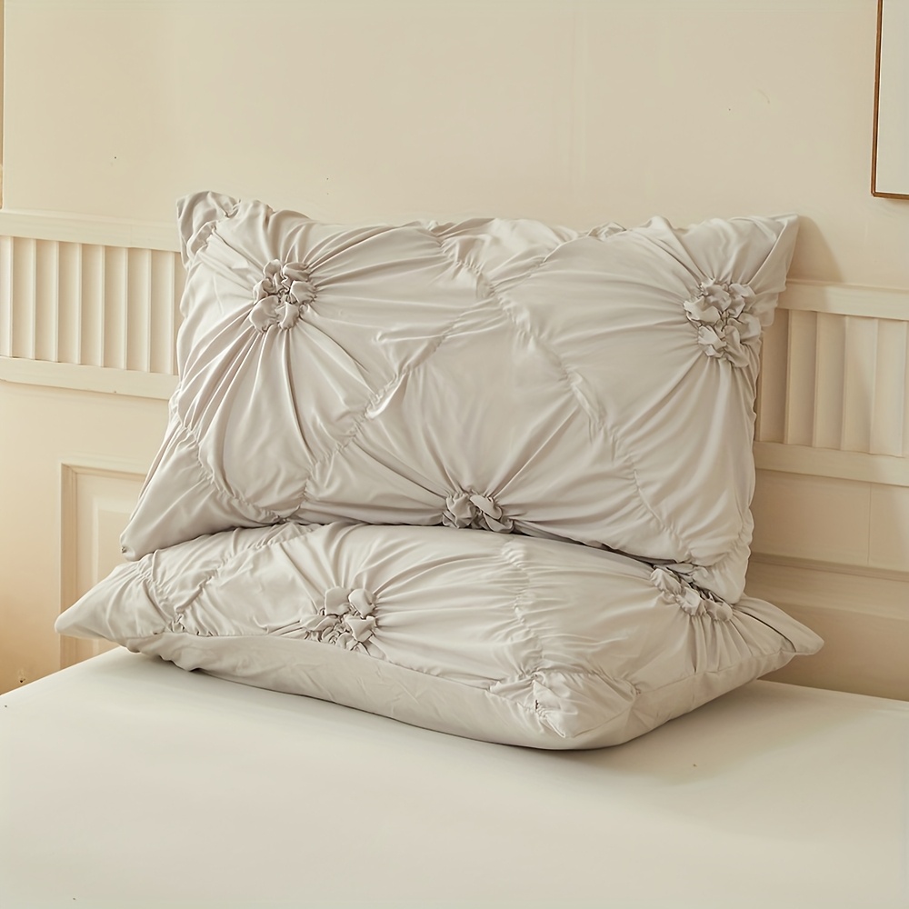 Floral Duvet Cover 2/3pcs Set (1 Duvet Cover And 1/2 Pillowcases), Pleated Floral Design, Easy Fashion, All-Season Bedroom Bedding, with Zipper And Corner Straps, Suitable for Women And Men