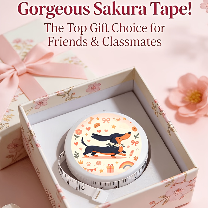 TEMU 1pc Happy Sausage Puppy Retractable Tape Measure, 150cm/ Soft Tape, Suitable For Body Sewing Craft, Portable Mini Tape Measure, With "automatic