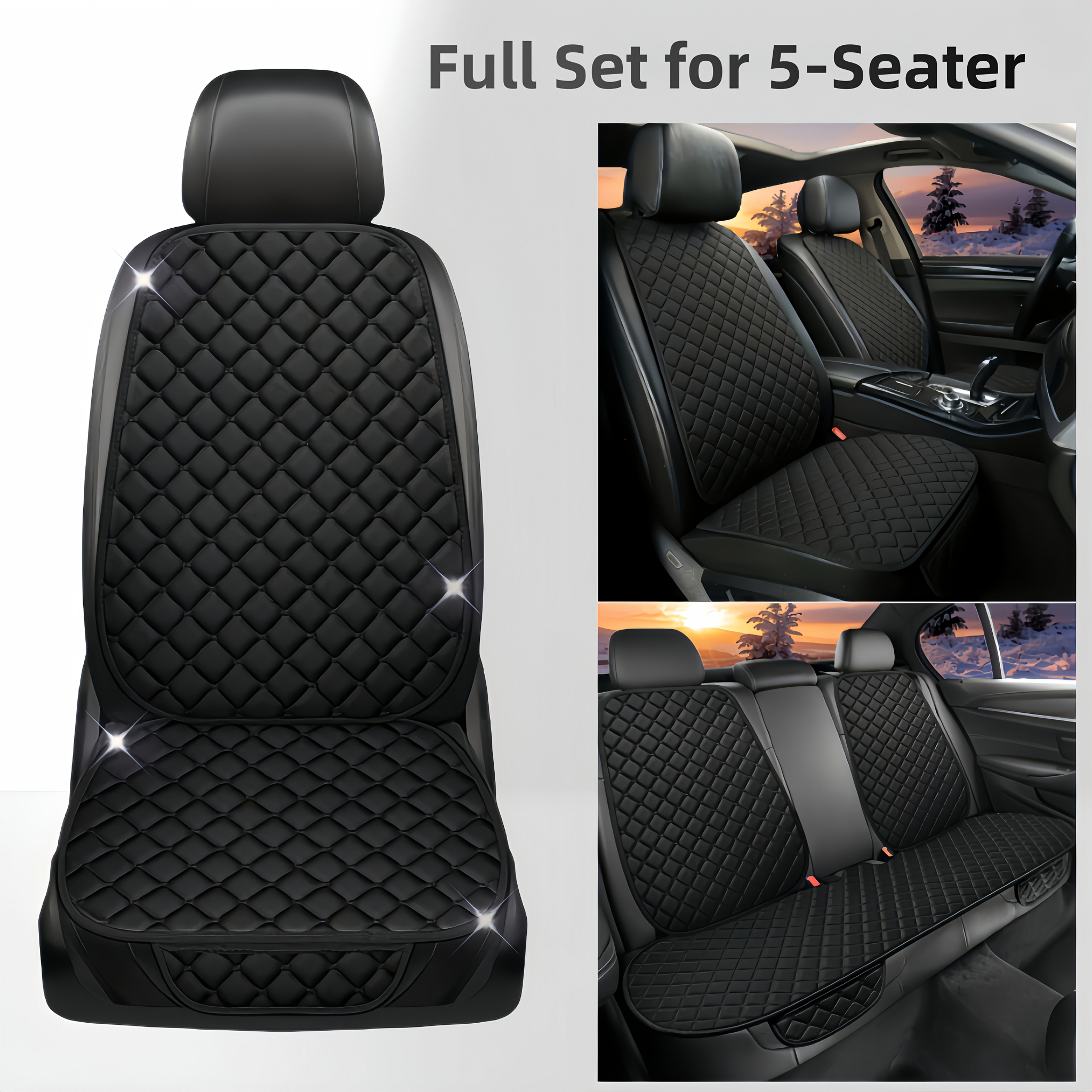 -seater Rear 3-seater Seat Cushion Cover|comfortable And Breathable Seat Cushion Cover With Backrest Design, Equipped With Universal Linen Textured Car Seat Cushion Cover