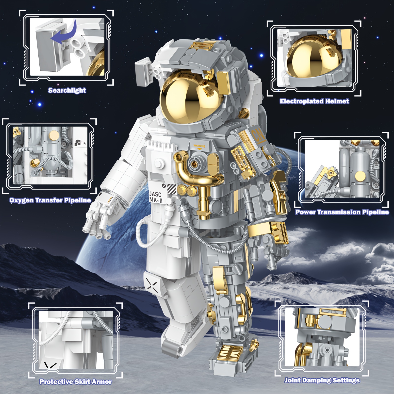 

Space Astronaut Building Toy 70109, Set, Space Exploration Toy Model Decoration With Display Stand, Science Collection Education Stem Gifts Sets (900 Pieces)