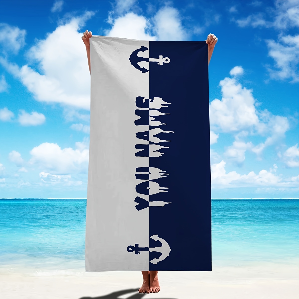 

Serviette de Plage Personnalisée - Ultra-Douce, Séchage Rapide & Super Absorbante - Parfaite pour la Natation, le Camping en Plein Air & les Voyages Serviettes de Plage en Microfibre