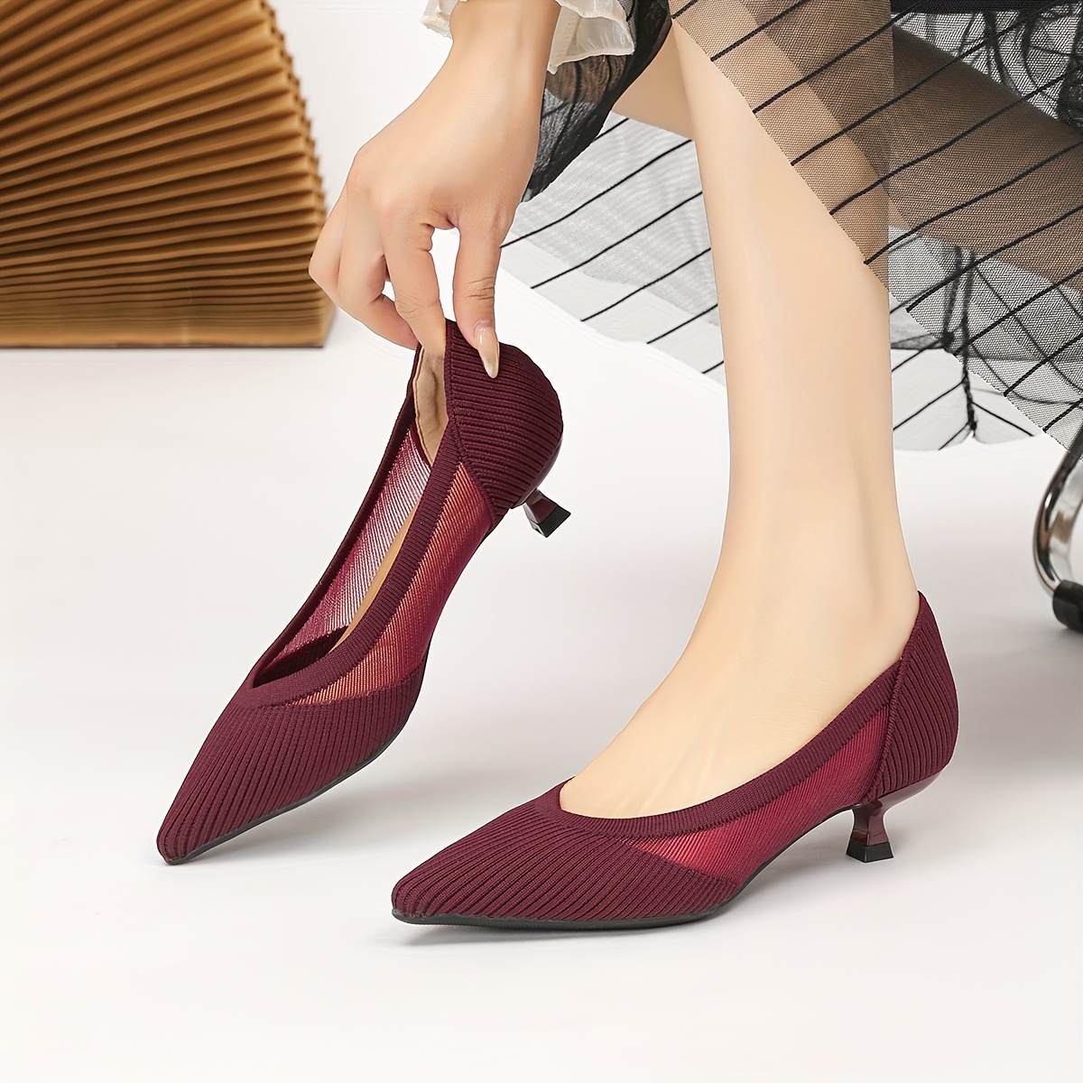 elegant womens black pointed toe kitten heel shoes - Temu United Arab  Emirates