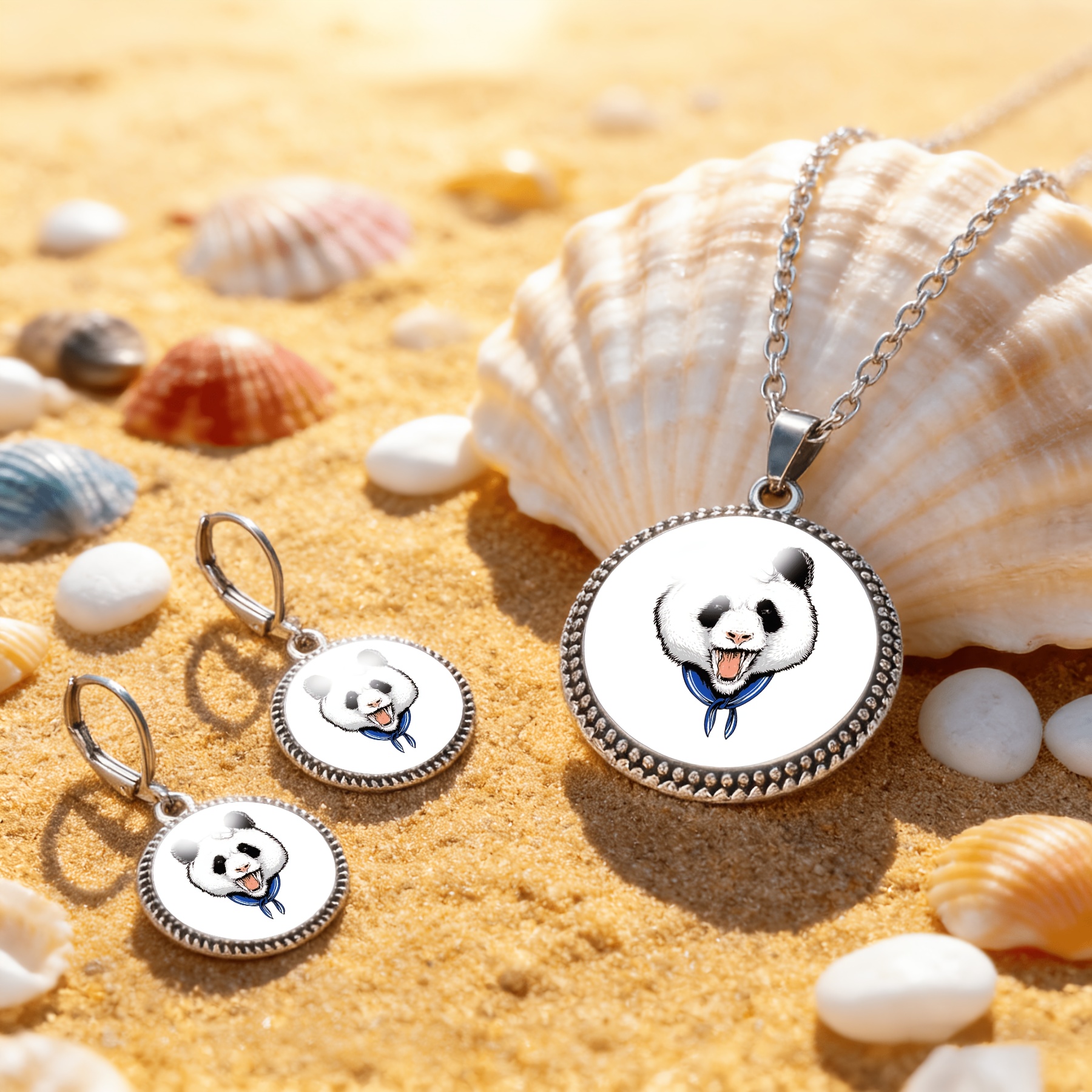 3pc Cartoon Design Necklace & Earrings Set, Fun Style