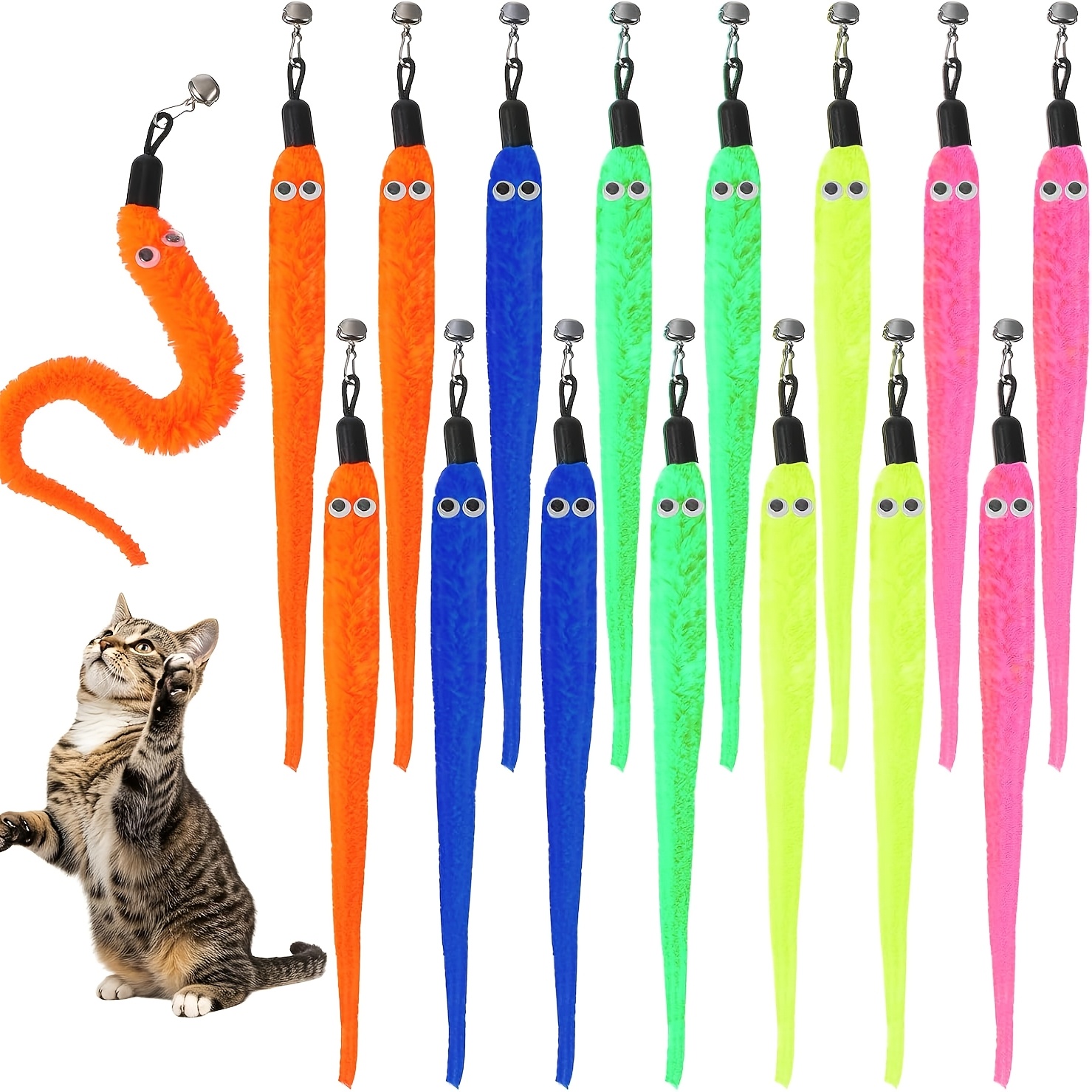 TEMU Jouet pour chat Ver de jouet pour chat 15pcs Vers pour chat, pile