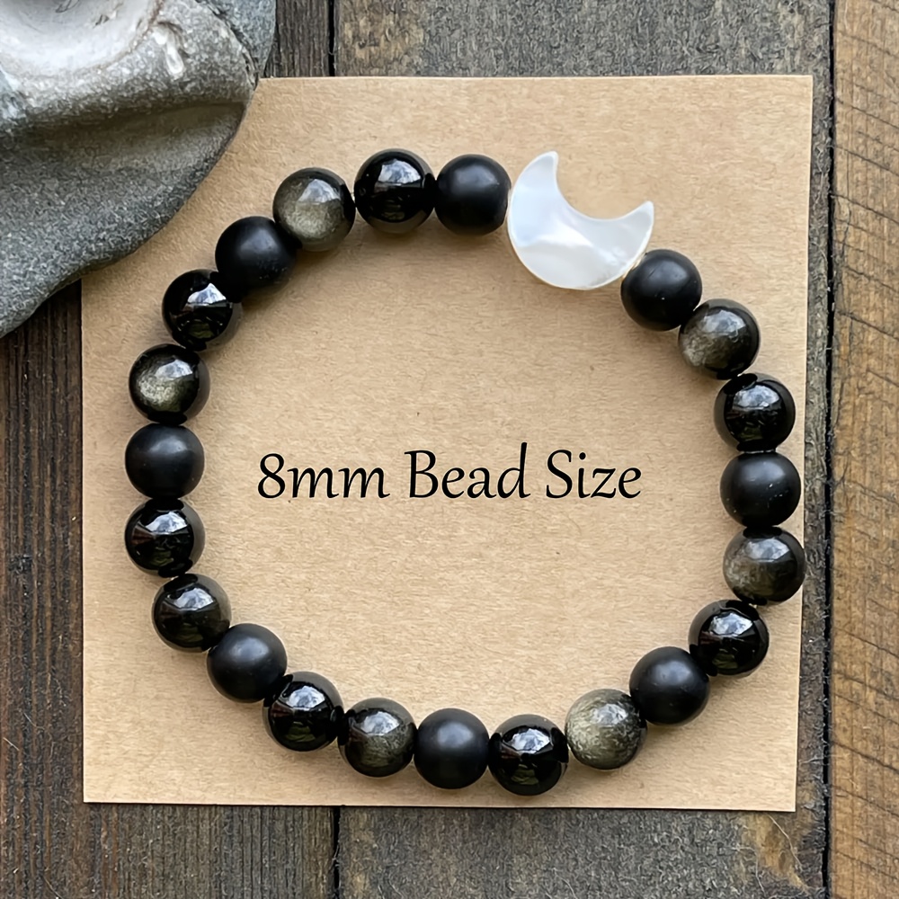 TEMU Natural Stone Bracelet | Handmade With Elasticity | Features Black Onyx | Perfect For Daily Wear | A Great Gift For Men And Women