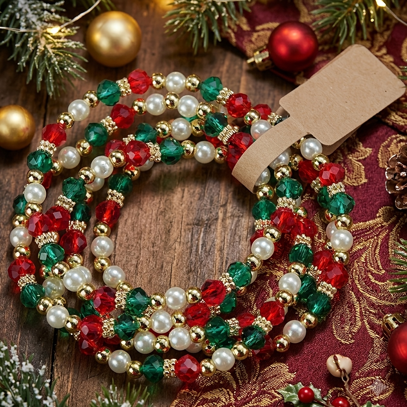 TEMU Multi-piece Christmas Beaded Bracelet For Teenager, Festive Hand Chain, For Teenager, For Teenager