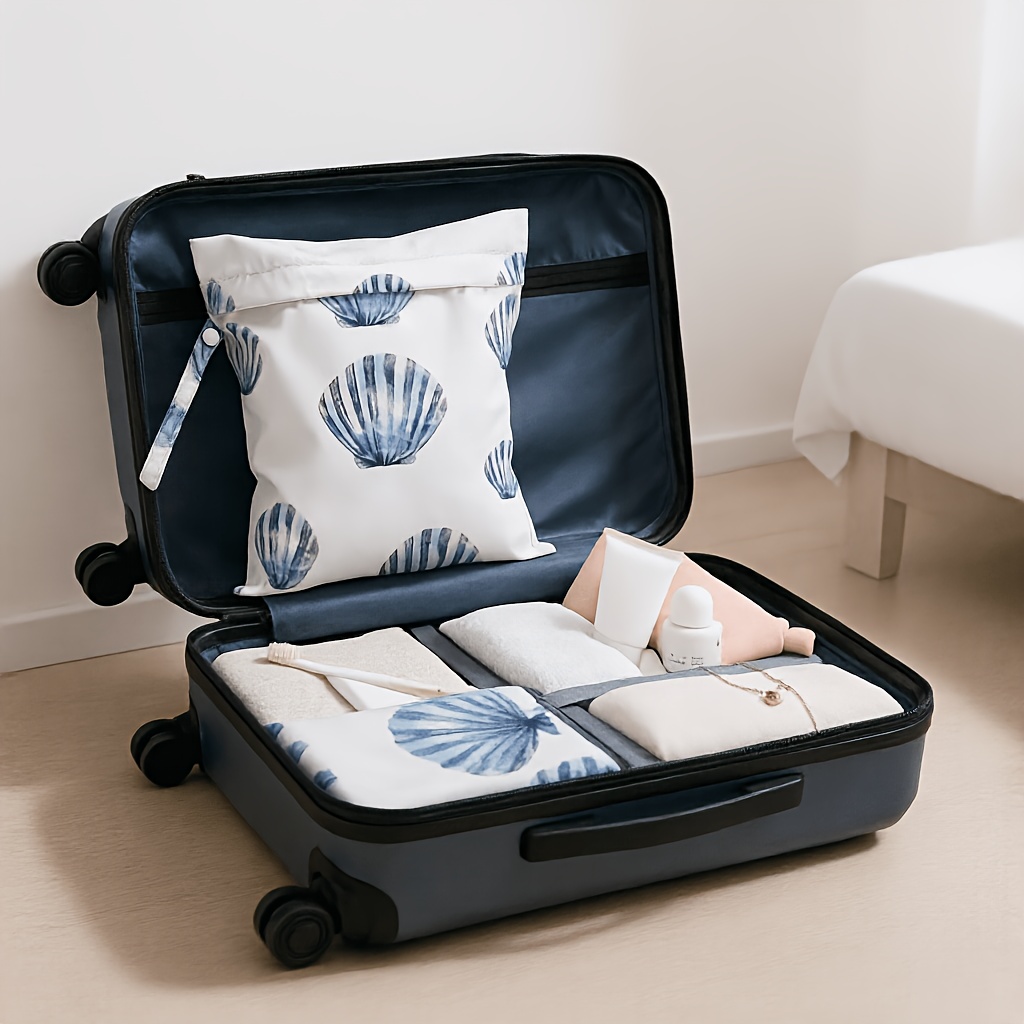 TEMU 【商品名】ウェットバッグ、ウェットドライバッグ、水着旅行ビーチプール汚れたヨガジム衣類メイクアップバッグビーチ結婚式用品 再利用可能 シェル ギフト、アウトドアビティ、キャンプ、ビーチ、水泳、旅行、フィットネス、乾湿分離バッグ