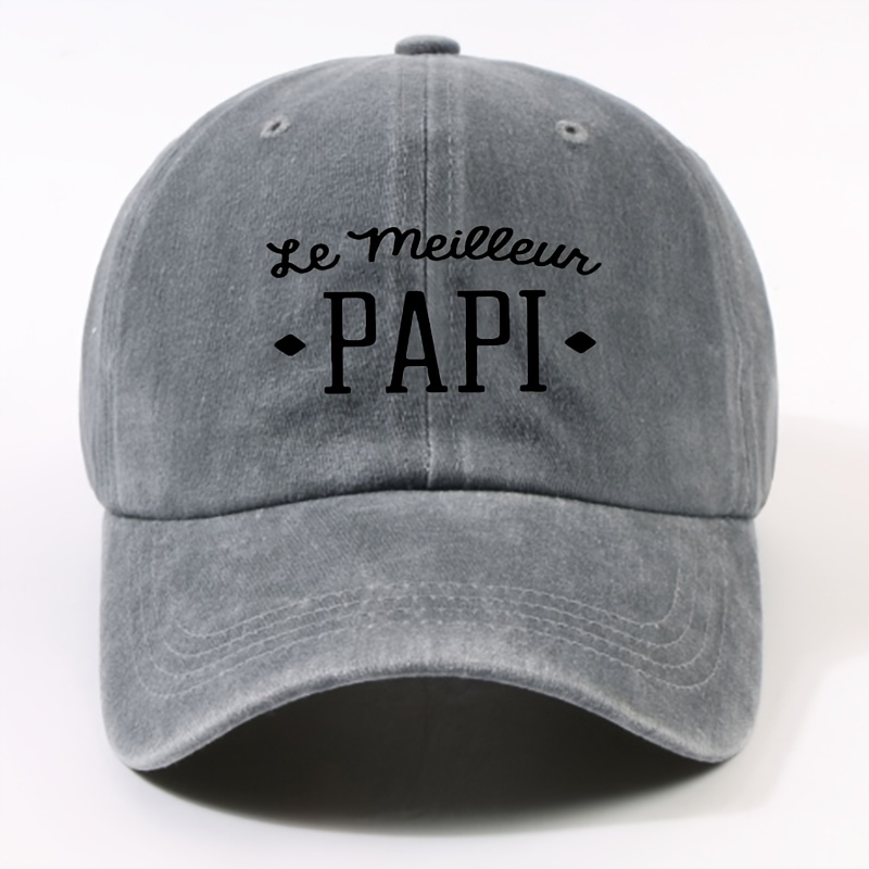 TEMU 1pc "Papa, , Meilleur Casquette de Baseball Ajustable - Casquette de Père Vintage , Polyester Léger, Style Décontracté, Casquette de 'Extérieur