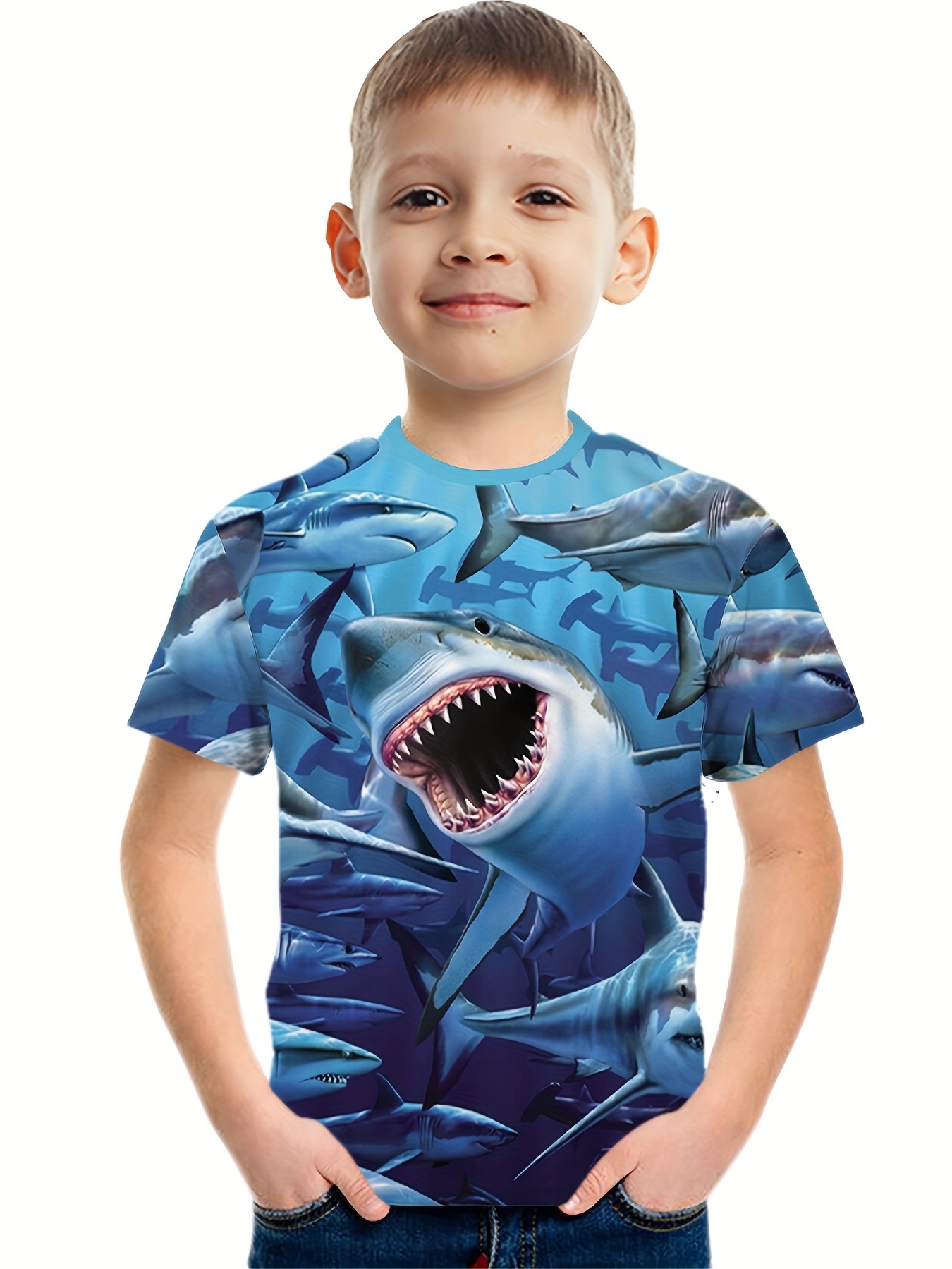 Boy's Toddler 3d Shark Tees Shirt Long Sleeve Whale Graphic - Temu