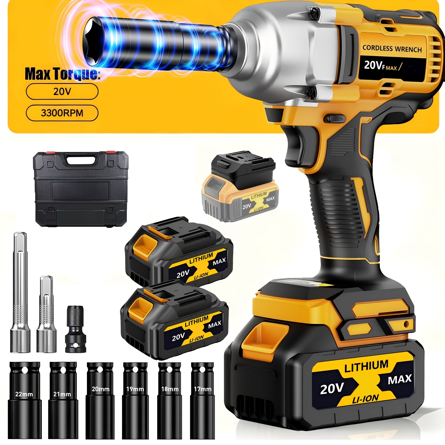 Image of 20v Cordless Impact Wrench 1200nm Brushless Motor, Variable Speed Control, Ideal For Auto Repair, Car, Home Upgrades, Professional , Construction Household Maintenance Holiday Gift For Dad/husband