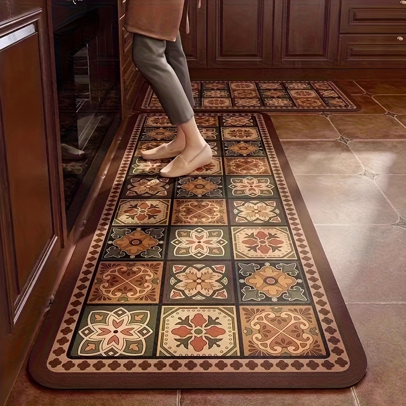 1pc diatomite bath mat super absorbent kitchen rug bathroom floor mat long doormat vintage style non   for bath kitchen hotel entrance welcome mat short pile washable for home laundry bathroom decoration Product details 0