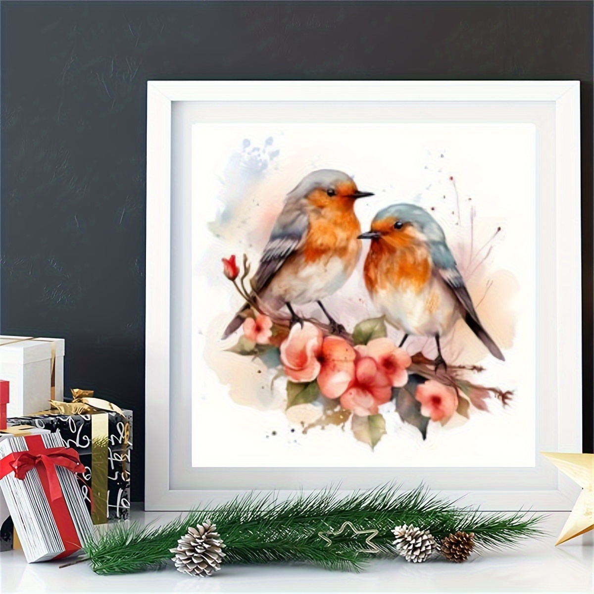 

Beautiful Bird Diamond Art Painting, Full Round Diamond Art, Decorative Wall Art Hanging Painting Home Decoration Valentine's Day Gifts, Decorative Craft Wall Art For Home Wall Decor Gifts