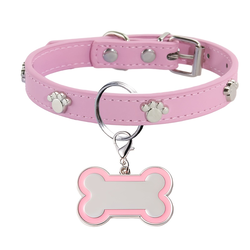 TEMU Ized Engraved Dog Collar With Name & Phone Number - Adjustable Custom Puppy Collar, Faux Pet Id Tag For Small Medium Large Dogs, & Durable For