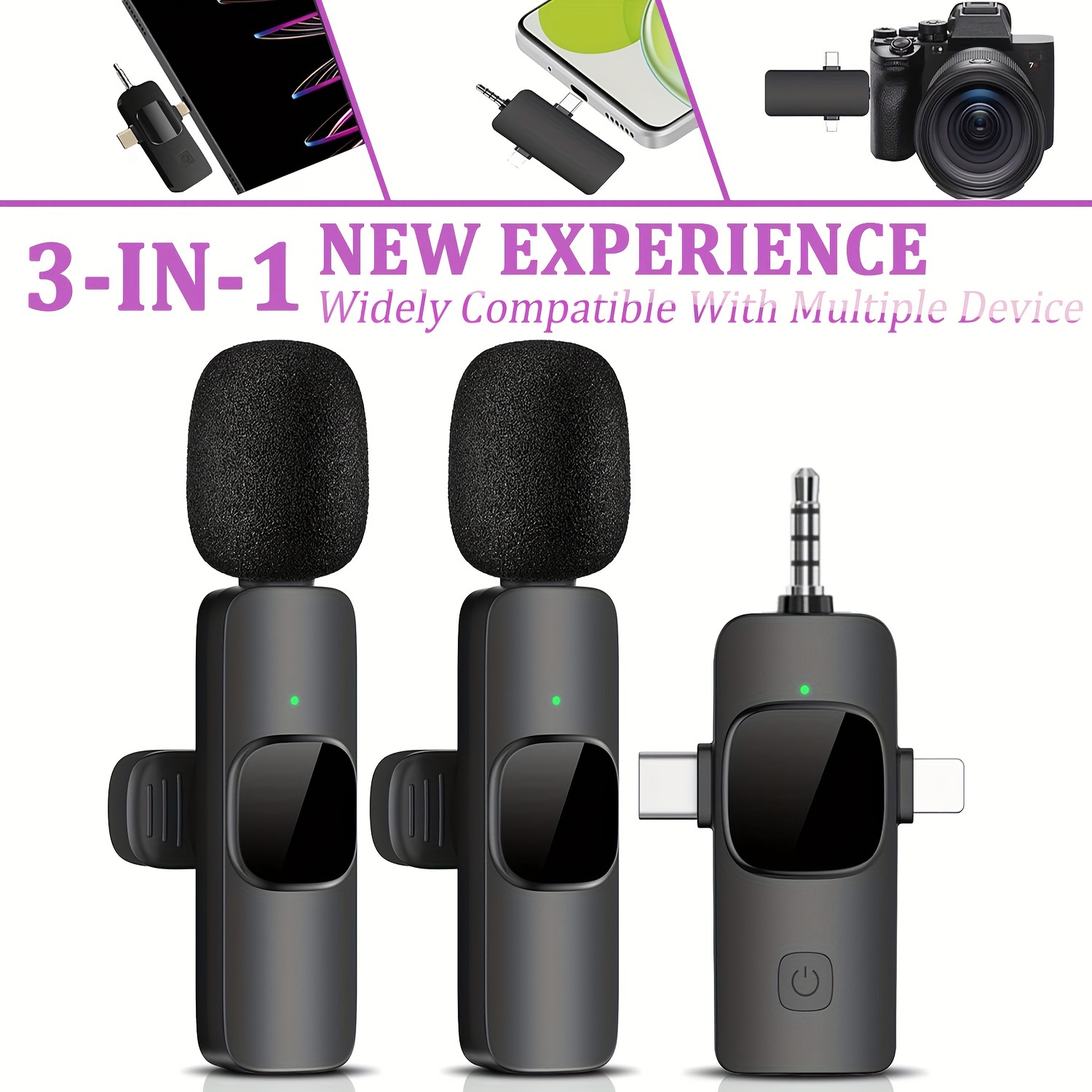 Micrófono Lavalier inalámbrico para grabación de iPhone, mini micrófono  portátil con clip para grabación de audio/video de iPhone, micrófono de  solapa