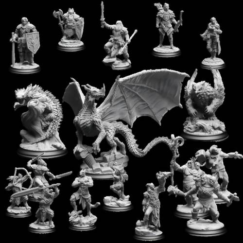 3d 16k miniature figurine ornament d d miniature unpainted fantasy figures green dragon warrior two headed giant and other tabletop role playing and