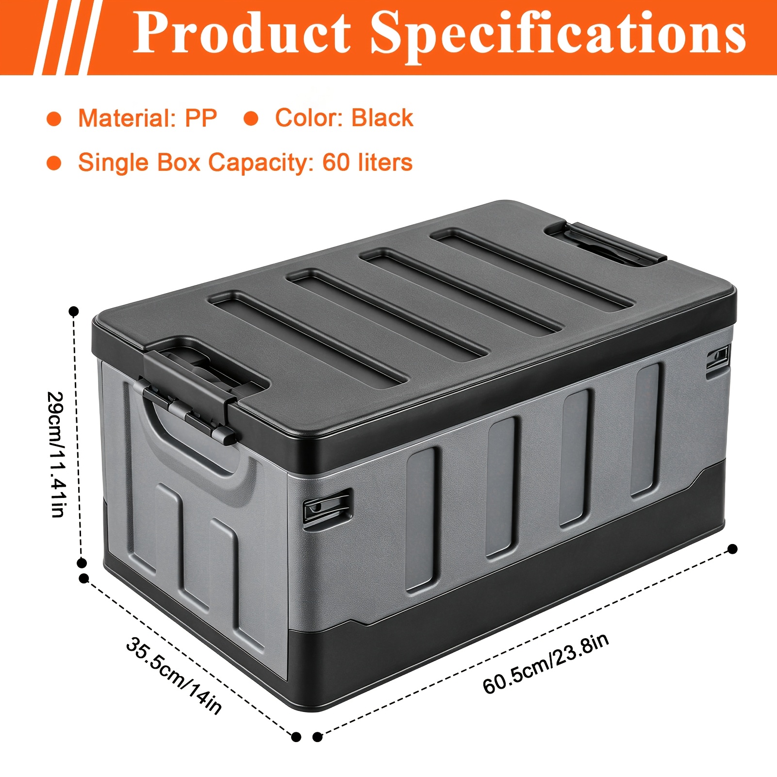 TEMU Large Camping Storage, Car Trunk, Portable Waterproof Seat, Foldable, Plastic (black)