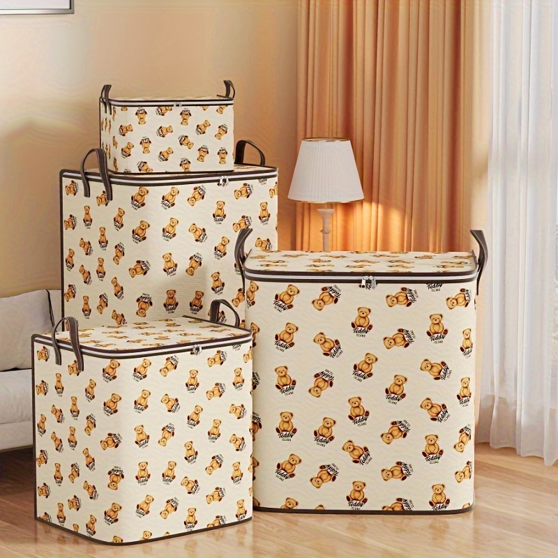 

Teddy Bear Clothes Quilt Foldable Fabric Storage Bag Storage Toy Storage Box Bedroom Clothes