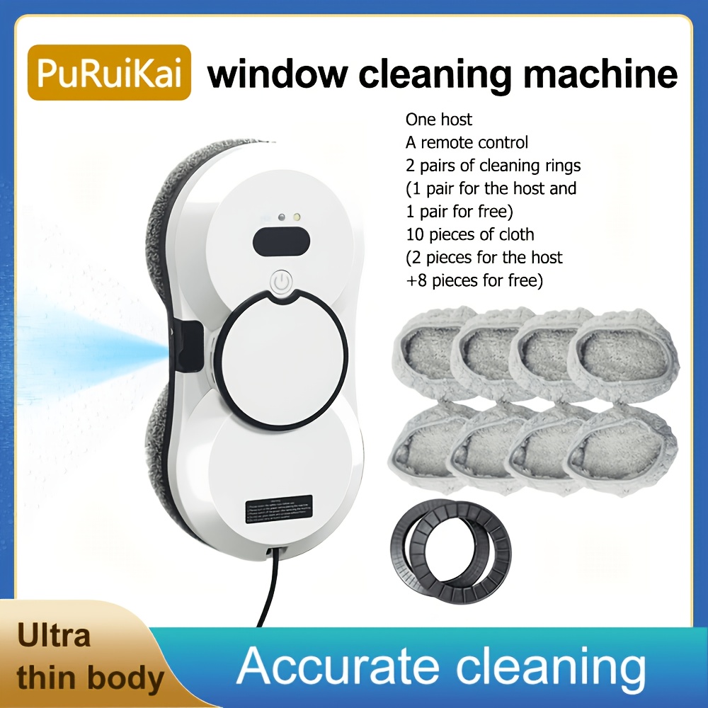 Image of 10 Black Friday And Christmas New Arrivals: Cleaning Robot From Local Stock, Automatic Water Spraying Remote-controlled Electric Glass Cleaning Robot, 10 Cleaning Cloths