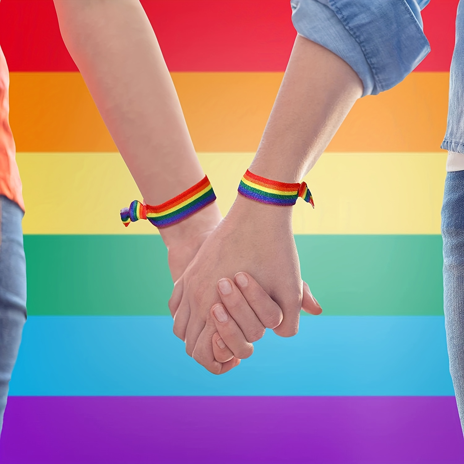 2pcs Rainbow Pride Bracelet Hair Tie & Headband Set