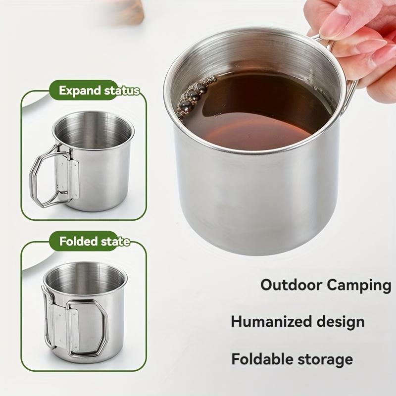 

304 Stainless Steel Foldable Water Cup Coffee Cup Outdoor Camping Picnic Cup Mug Drawstring Bagportable