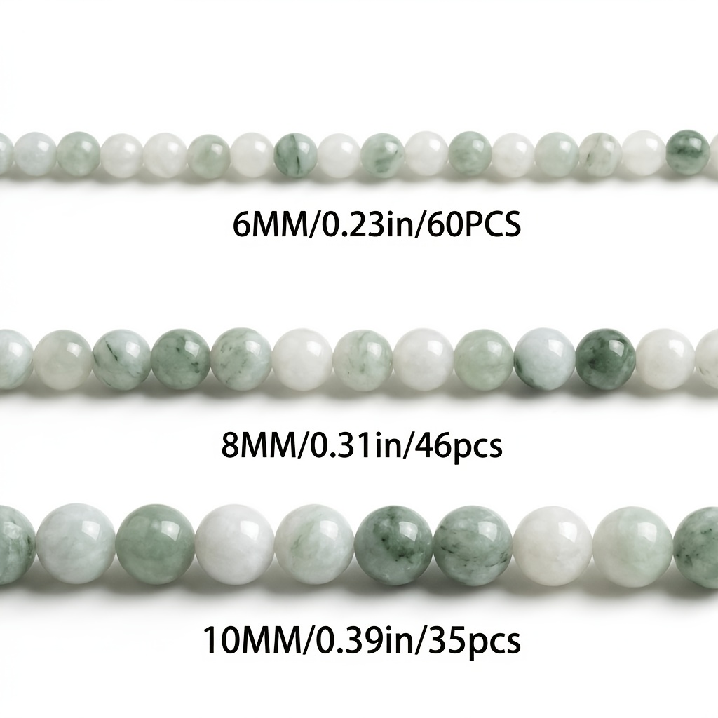 TEMU 6/8/10mm Light Green Round Beads, Suitable For Bracelets, Necklaces, Earrings - Durable Handmade Material For Making And Handicrafts, Ideal Gift