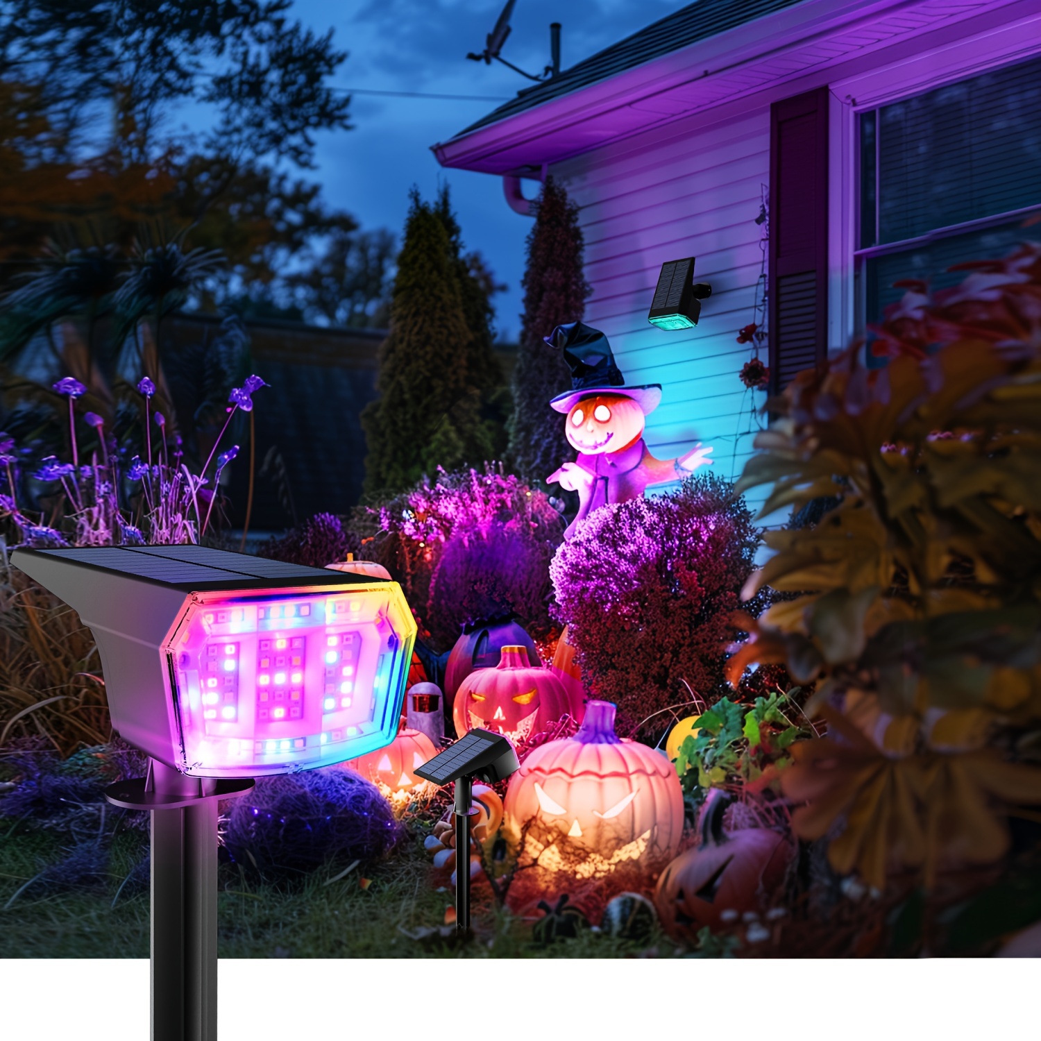 

2/8/12 Pack Solar Spot Lights Ip65 Waterproof, 9 Lighting Rgb, Color Changing Solar Landscape Spotlights, 63 Led Landscape Spotlights Warm White Lights- Christmas Decorations