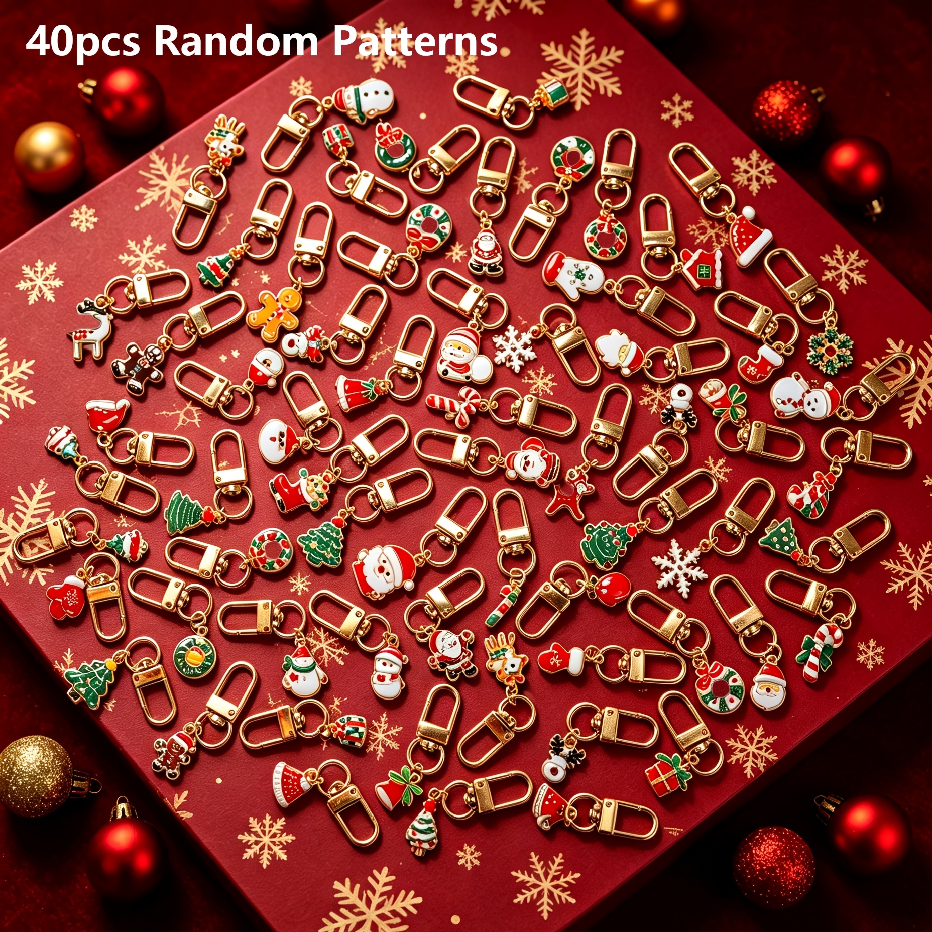 TEMU Set regalo da 40 portachiavi per feste natalizia | Fantasie casuali tra cui , , renna, albero di Natale e ciondoli | Adatti per portachiavi,
