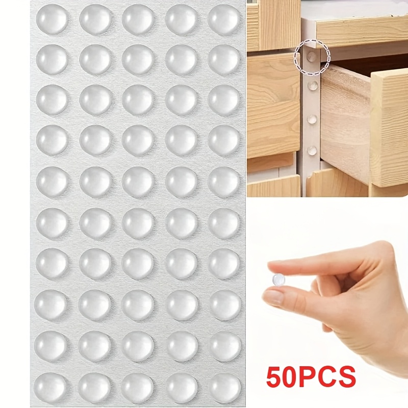 TEMU Parachoques de goma autoadhesivos 50/100 - Almohadillas de silicona para muebles, protectores de topes para puertas, gabinetes y cajones, no