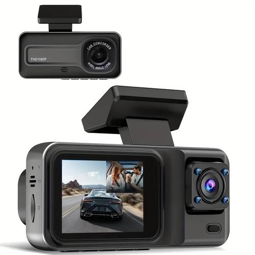 dual channel front and in car dash cam with 2 inch lcd screen front 1080p hd automatic recording on shock or collision loop recording function parking assist system suitable for systems