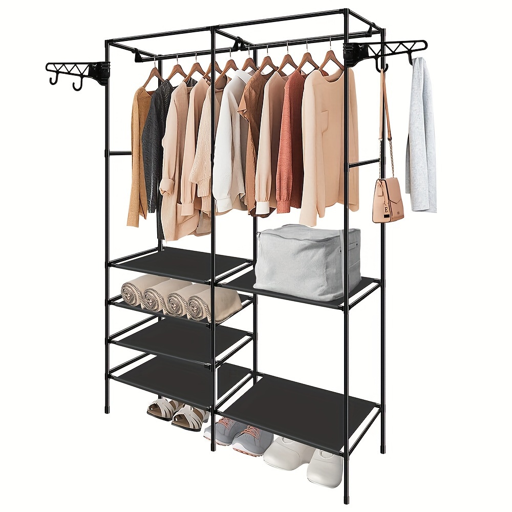 

Multifunctional Coat Rack Floor Double Row Clothes Rack Hanging Clothes Rack Drying Rack Bedroom Home Reinforced Fashion Simple