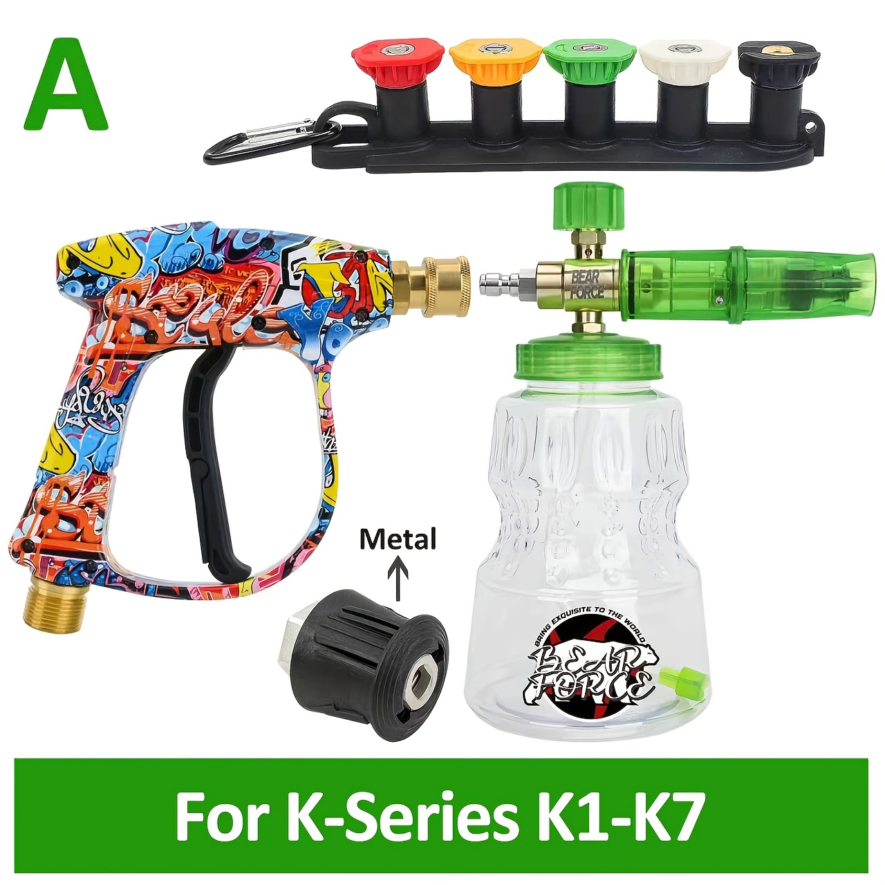 TEMU Bear Force Pressure Washer Spray Gun Max 210bar/ 3000 Psi With 1/4" Quick Connector Snow Foam Lance 1l, Compatible For Kar-cher -k7, Bo-sch, , ,