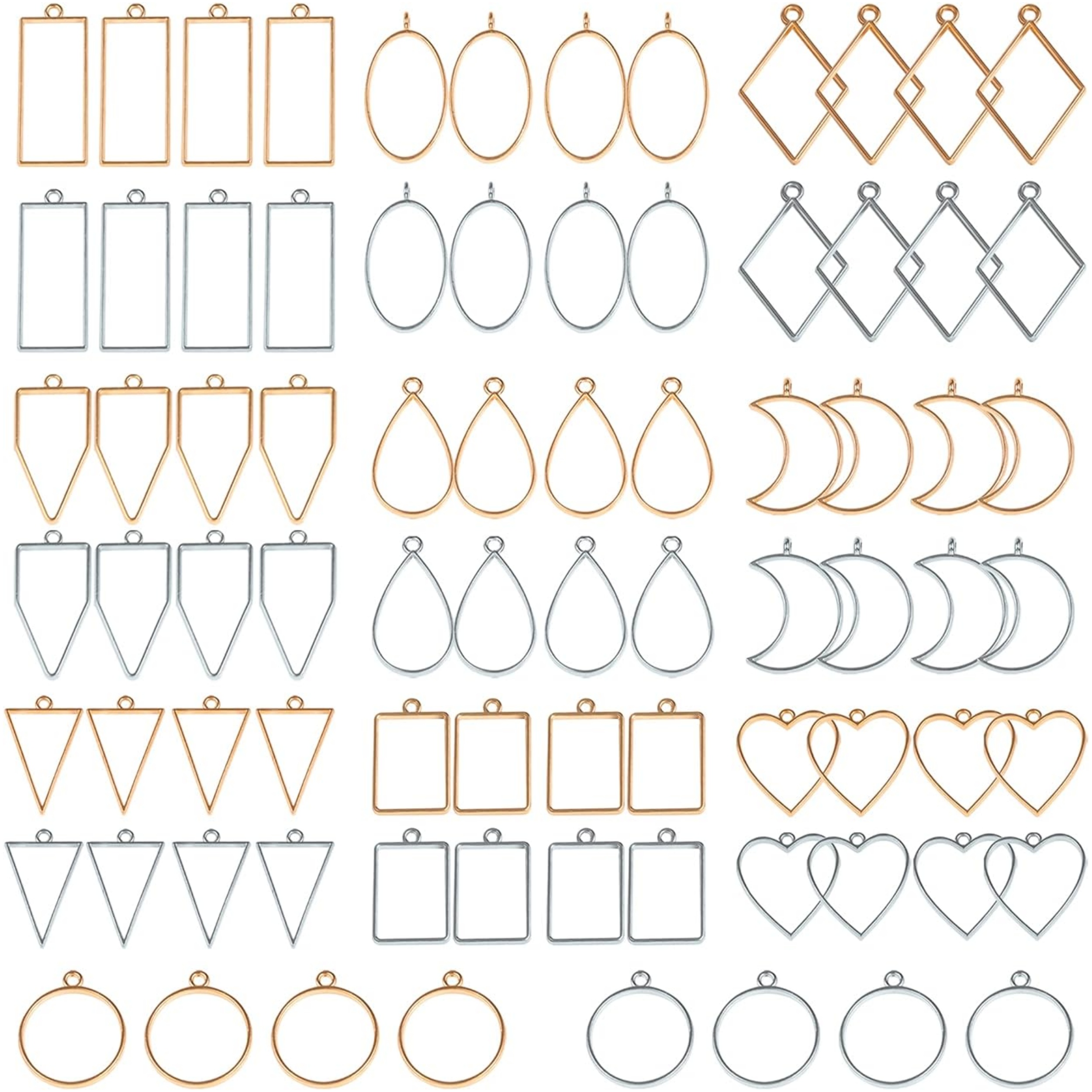 

Kit de Fabrication de Bijoux en Résine de 80 Pièces - Moules Creux Géométriques pour Boucles d'Oreilles, Colliers & Bracelets - Fournitures d'Artisanat DIY avec Tons d'Or et d'Argent