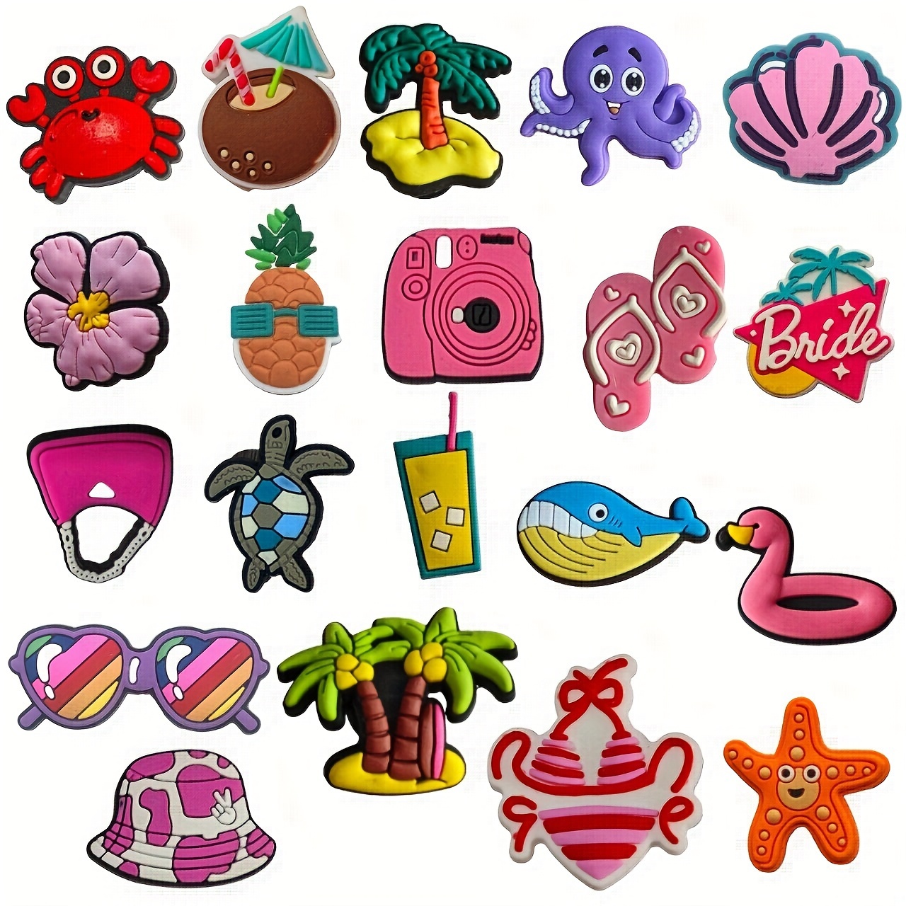 

20pcs Beach Bag Charms, Hawaii Tropical Beach Theme Design Bag Accessories For Women Party Favor