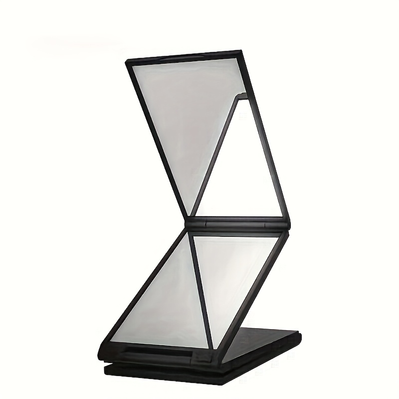 E-shop 3-fach Faltbarer Mehrwinkel-Handspiegel mit 4 Ebenen - Tragbarer Styling-Spiegel mit Glasoberfläche, Robuster Kunststoffrahmen & Cartoon-Design
