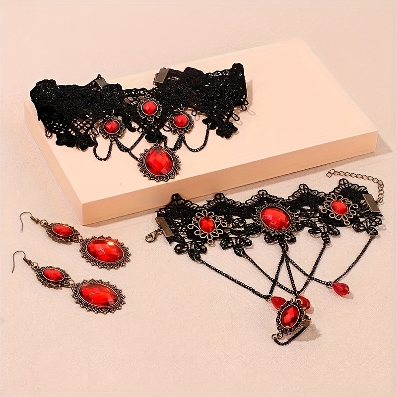 

Choker And Bracelet Set, Y2k Ball Style Jewelry Set, Retro Lace Design Daily Gift Accessory Set, Non-plated - Suitable For All