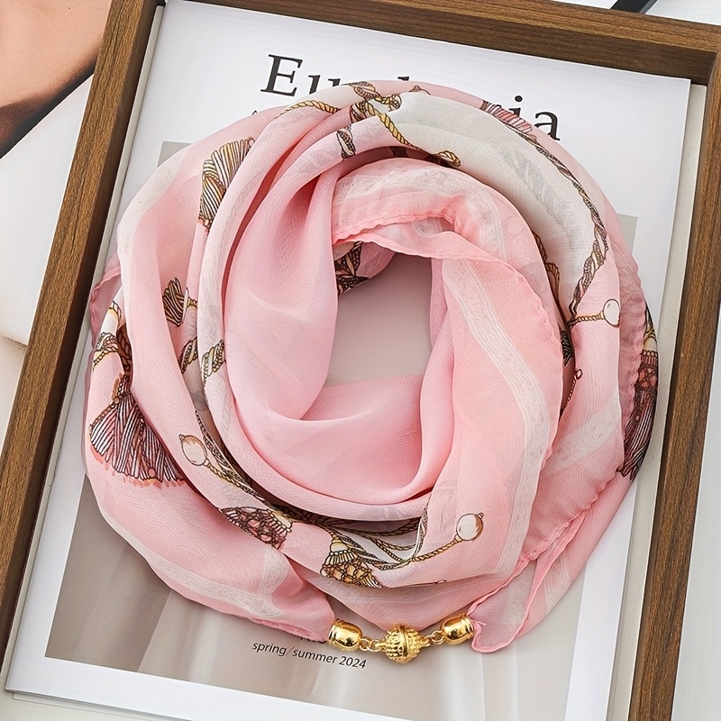 TEMU Fashionable Patterned Scarves In Styles, Neck Scarves And Scarves For Women, Versatile Neck Decorations For Spring And Autumn, Small Scarves For